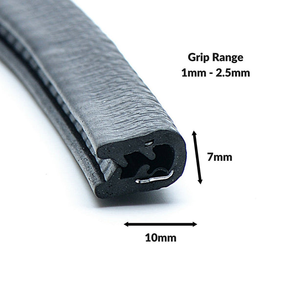 Black U Channel Rubber Edge Trim Protector: 16.4ft / 5 metres - Strongman Tools®