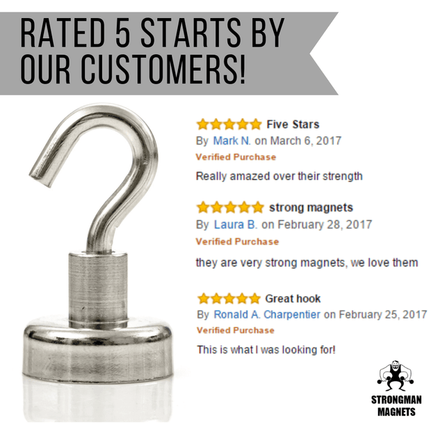 6 Pack 30lbs Super Strong Magnetic Hooks: (N38) Magnets - Sold Out - Strongman Tools®