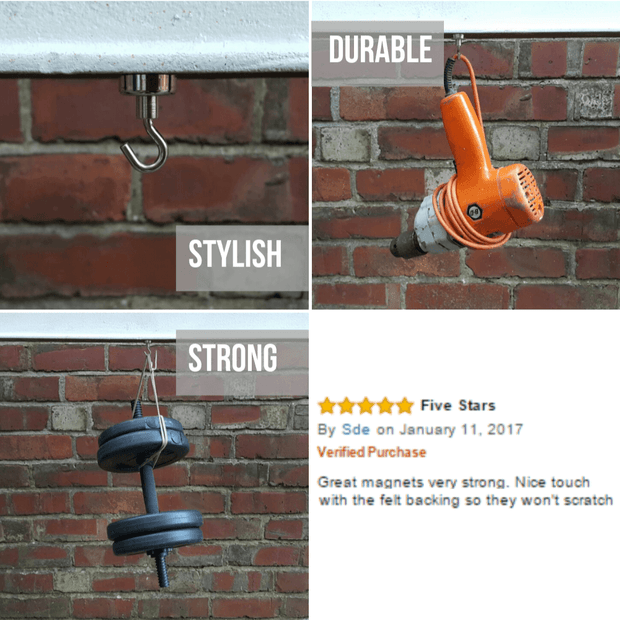 6 Pack 30lbs Super Strong Magnetic Hooks: (N38) Magnets - Sold Out - Strongman Tools®