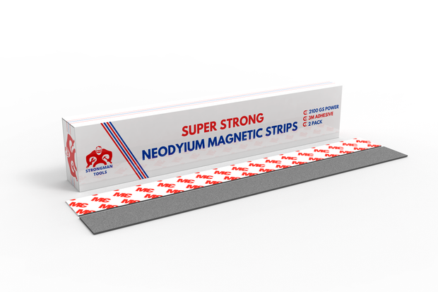 Super Strong Neodymium Magnetic Tape Strips with Adhesive Backing (2 Strip Pack) - Strongman Tools®